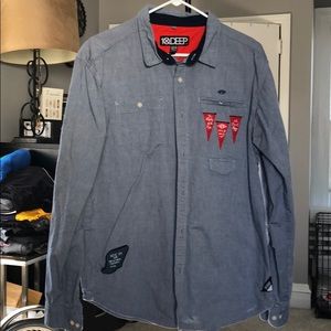 10 deep *rare* patch button down shirt